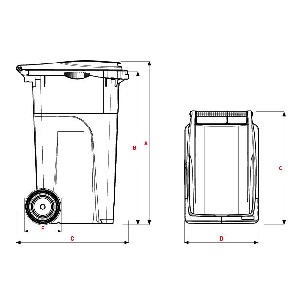 Avfallskärl 190 liter, mörkgrå