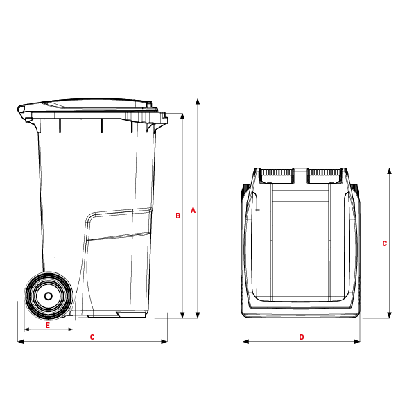 Avfallskärl 240 liter, mörkgrå